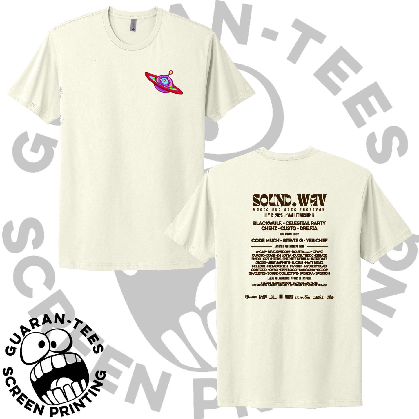 SOUND.WAV Planet Front Left Chest w/ Set List T-Shirt